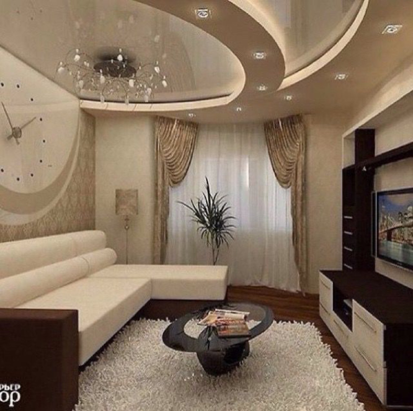 Salón reformado con techo escayolado